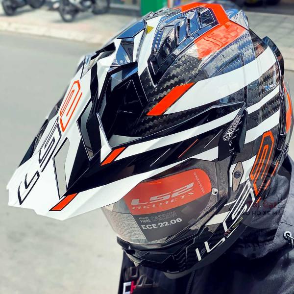 LS2 MX701 Carbon Explorer Carbon Edge Orange Helmet
