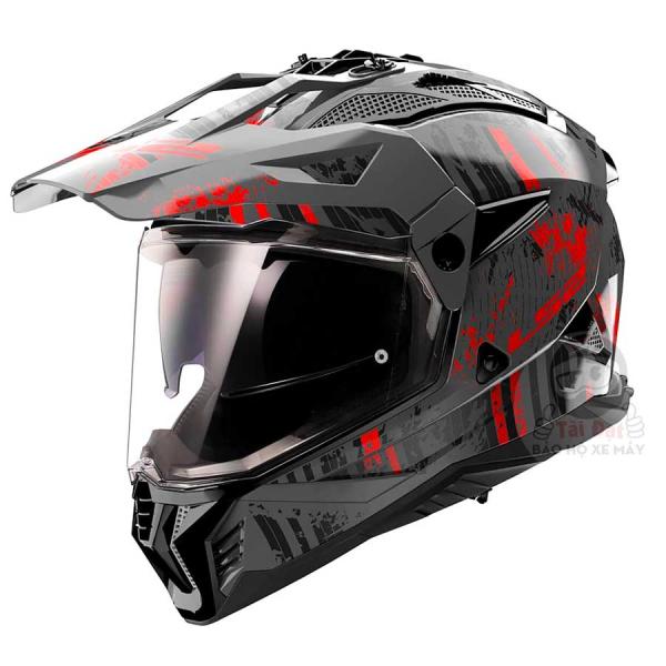 LS2 MX702 Pioneer II Crazy Black Red Helmet