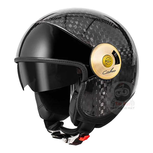 LS2 Cabrio Carbon Glossy Helmet - Ls2 Of597 Openface Helmet Full Carbon