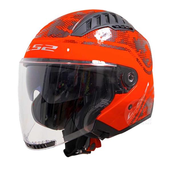 LS2 OF600 Copter Mesh Red Helmet - LS2 Copter Urbane Helmet