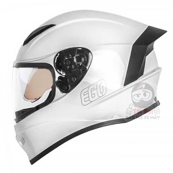 Ego E8 Gloss White Helmeta - Fullface Double Visor Helmet