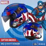Nón KYT Venom Captain America | Nón 3/4 có 2 kính siêu anh hùng