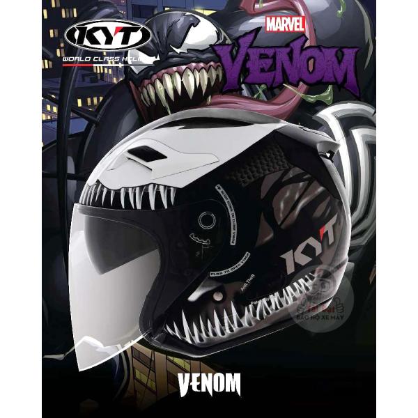 Mũ KYT Marvel Venom 2 kính | Nón KYT Venom chính hãng