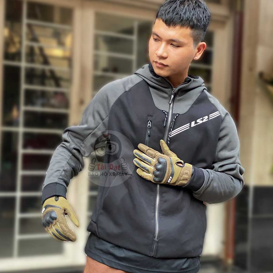 Áo hoodie LS2 Throttle Man - Áo giáp khoác đi mô tô, xe máy