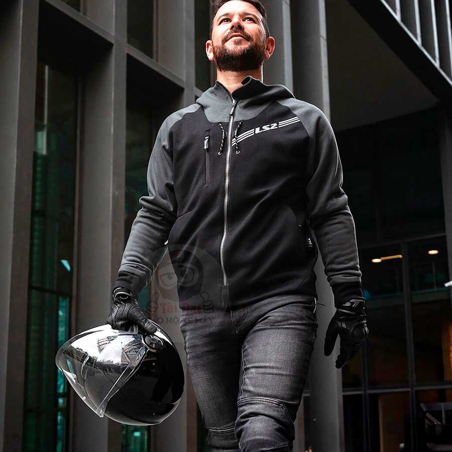 Áo hoodie LS2 Throttle Man - Áo giáp khoác đi mô tô, xe máy
