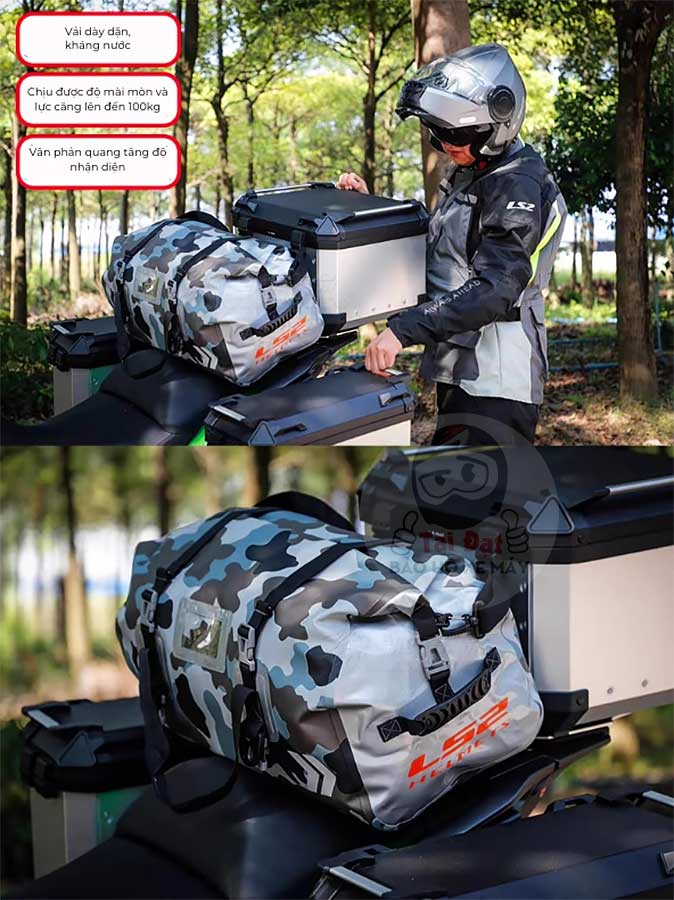 Túi Ls2 65 lít ràng yên, baga xe máy, chống nước du lịch