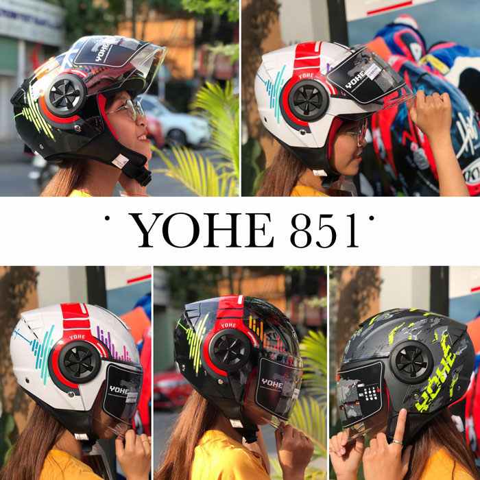 Mũ bảo hiểm Yohe 851 thời trang | Mũ 3/4 có kính Yohe 851 thời thượng