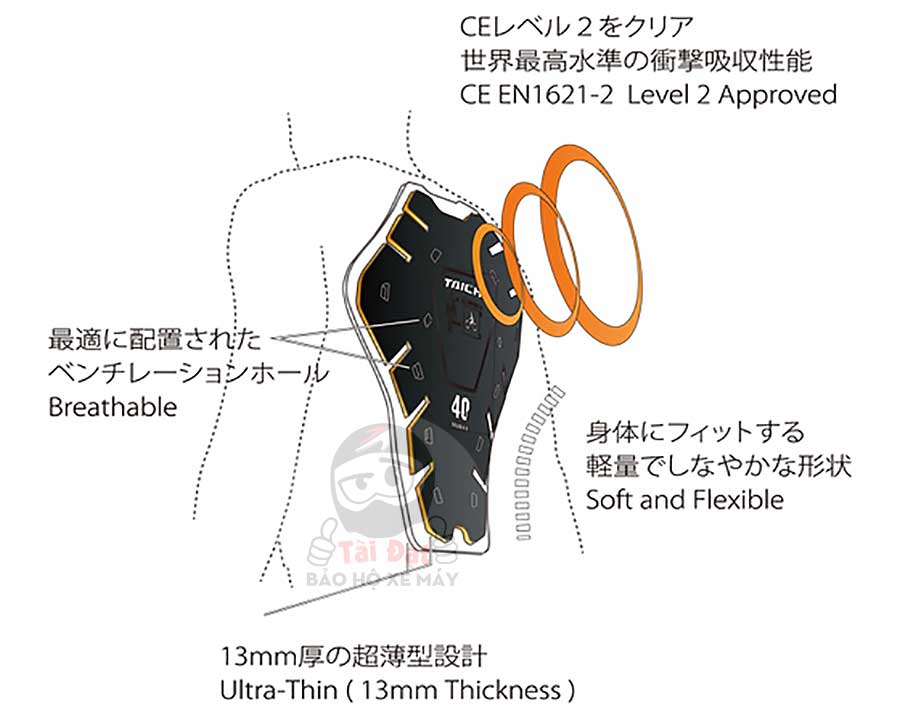 Giáp lưng rời RS Taichi TRV044 - Phụ kiện giáp gắn lưng áo khoác Taichi