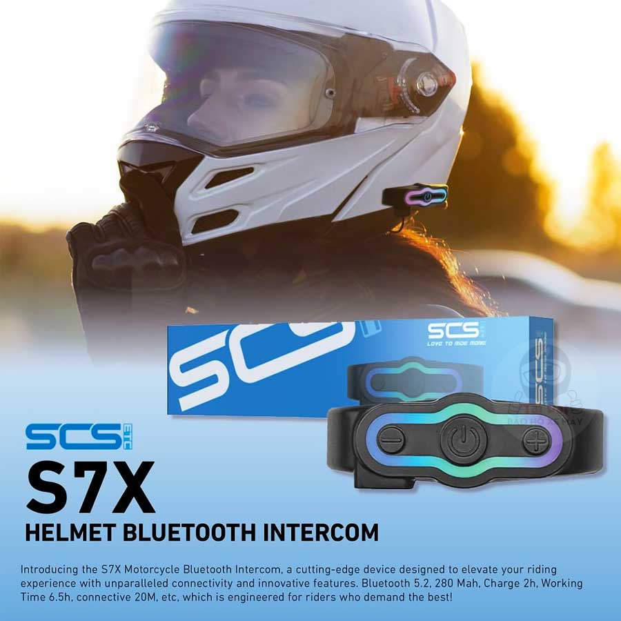 Tai Nghe Bluetooth SCS S7X gắn Mũ Bảo Hiểm Fullface đi mô tô, xe máy